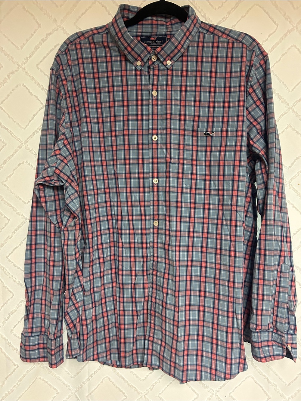 Vineyard Vines Blue and Pink Plaid Button-Down Shirt